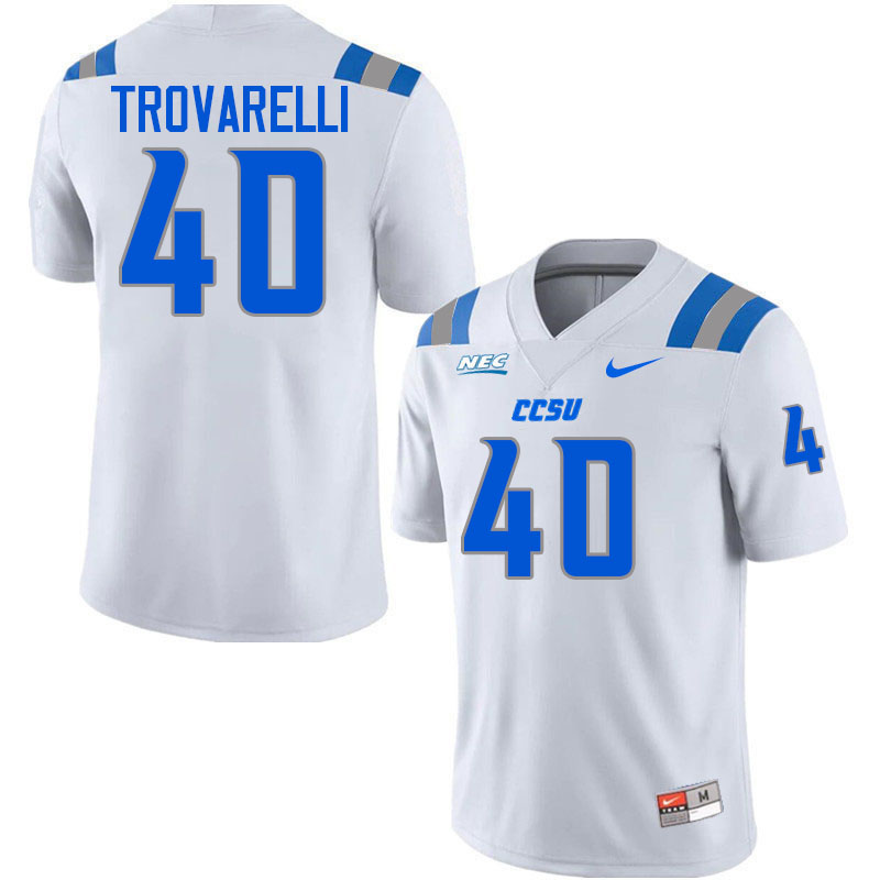 Central Connecticut Blue Devils #40 Michael Trovarelli College Football Jerseys,Uniforms-White